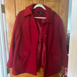 Gallery Woman | Red Pea Coat
